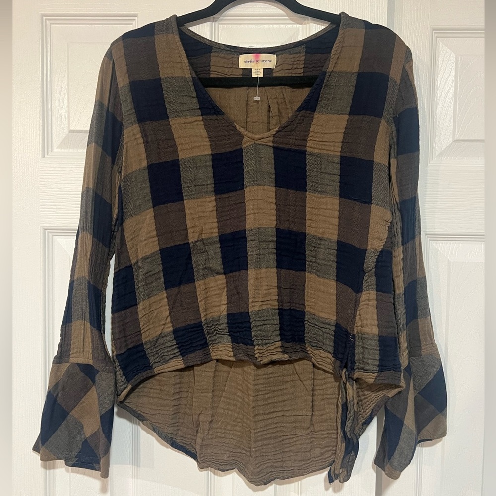 Cloth & Stone Plaid Blouse